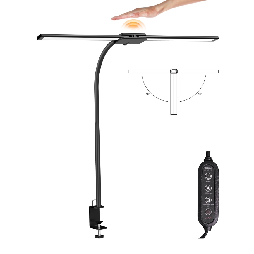 Top Light - LED Zatemnjevalna namizna svetilka s sponko LYRA LED/18W/230V 3000-6500K črna
