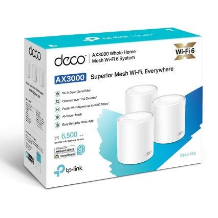 TP-Link - 3-delni komplet Wi-Fi 6 mesh sistem za celoten dom Deco X50
