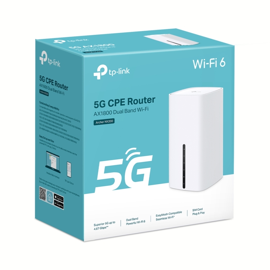 TP-Link - Brezžični dvopasovni gigabitni 5G usmerjevalnik Archer NX200