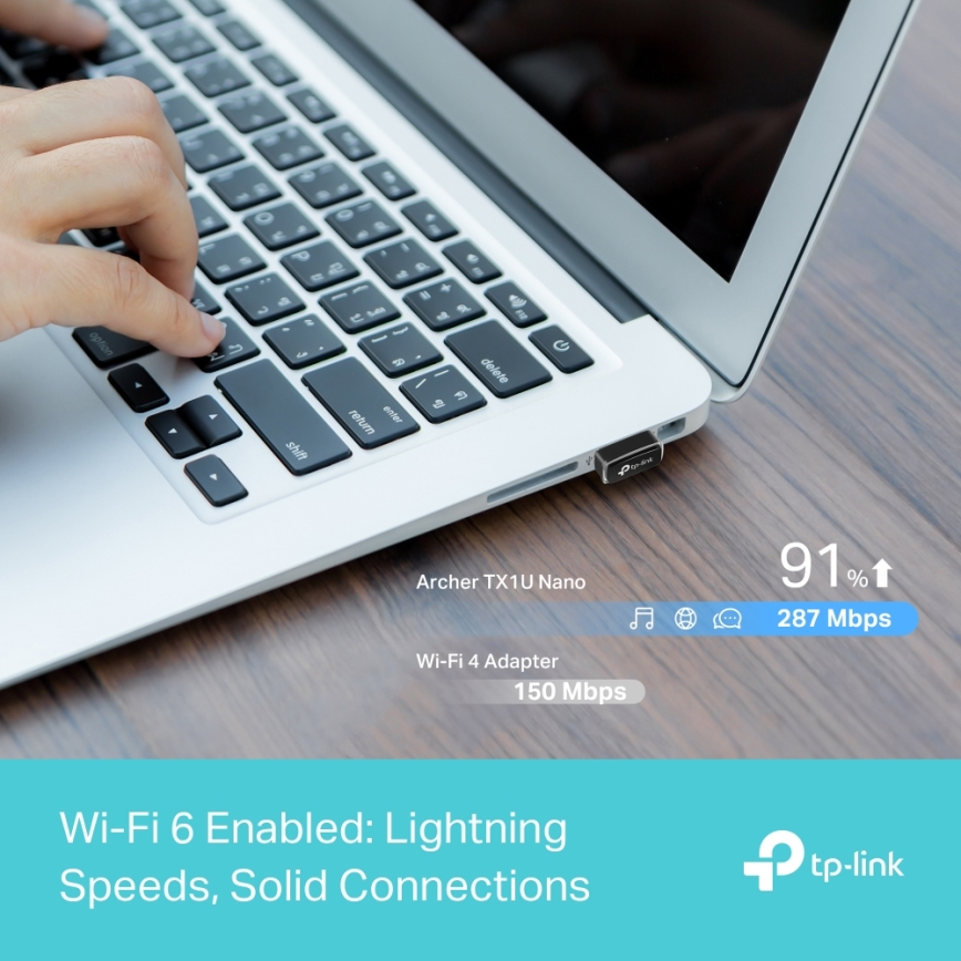 TP-Link - Brezžični Wi‑Fi 6 USB nano adapter Archer TX1U Nano