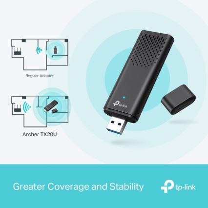 TP-Link - Dvopasovni brezžični USB adapter z Wi-Fi 6 Archer TX20U