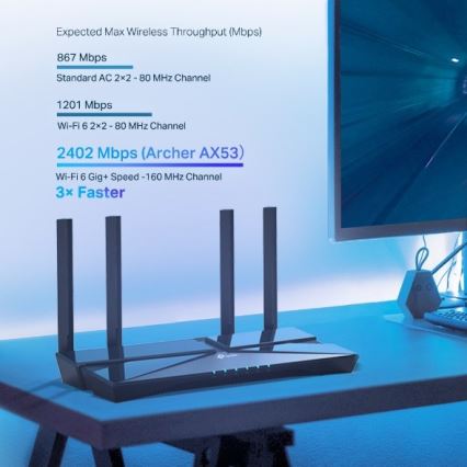 TP-Link - dvopasovni gigabitni Wi-Fi 6 usmerjevalnik Archer AX53