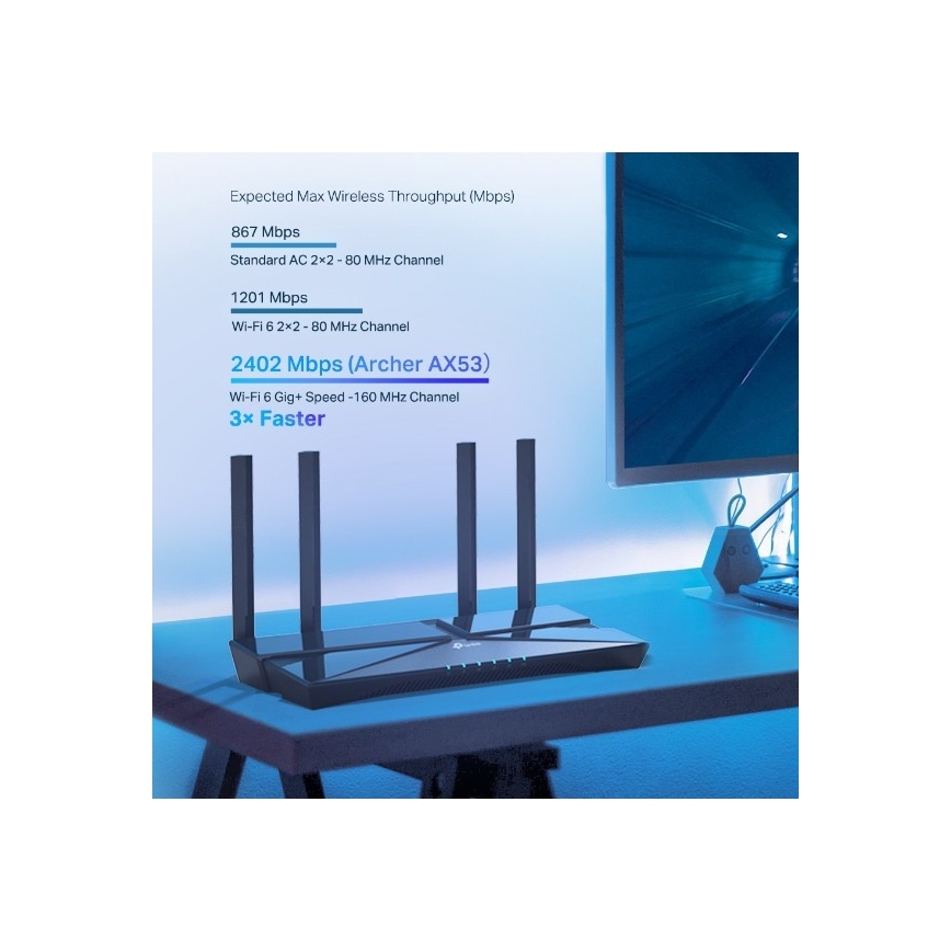 TP-Link - dvopasovni gigabitni Wi-Fi 6 usmerjevalnik Archer AX53