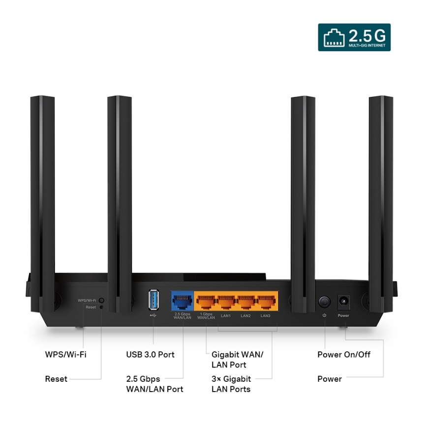 TP-Link - Dvopasovni multigigabitni Wi-Fi 6 usmerjevalnik s 2,5G priključkom Archer AX55 Pro
