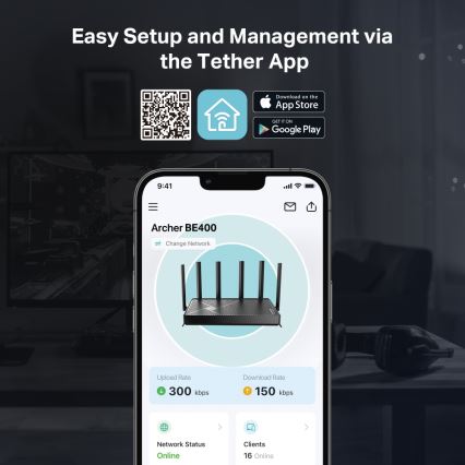 TP-Link - dvopasovni Wi-Fi 7 usmerjevalnik Archer BE400