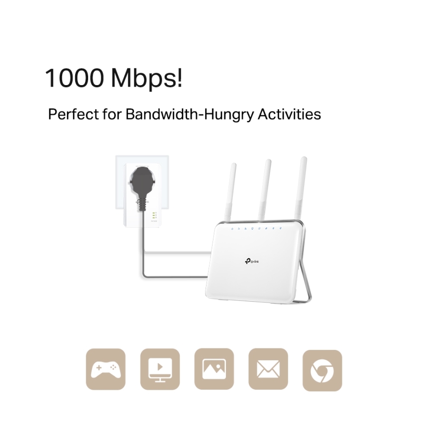 TP-Link - gigabitni Powerline komplet s Wi‑Fi in prehodno vtičnico