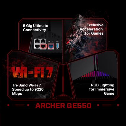 TP-Link - Igralni tripasovni usmerjevalnik Wi-Fi 7