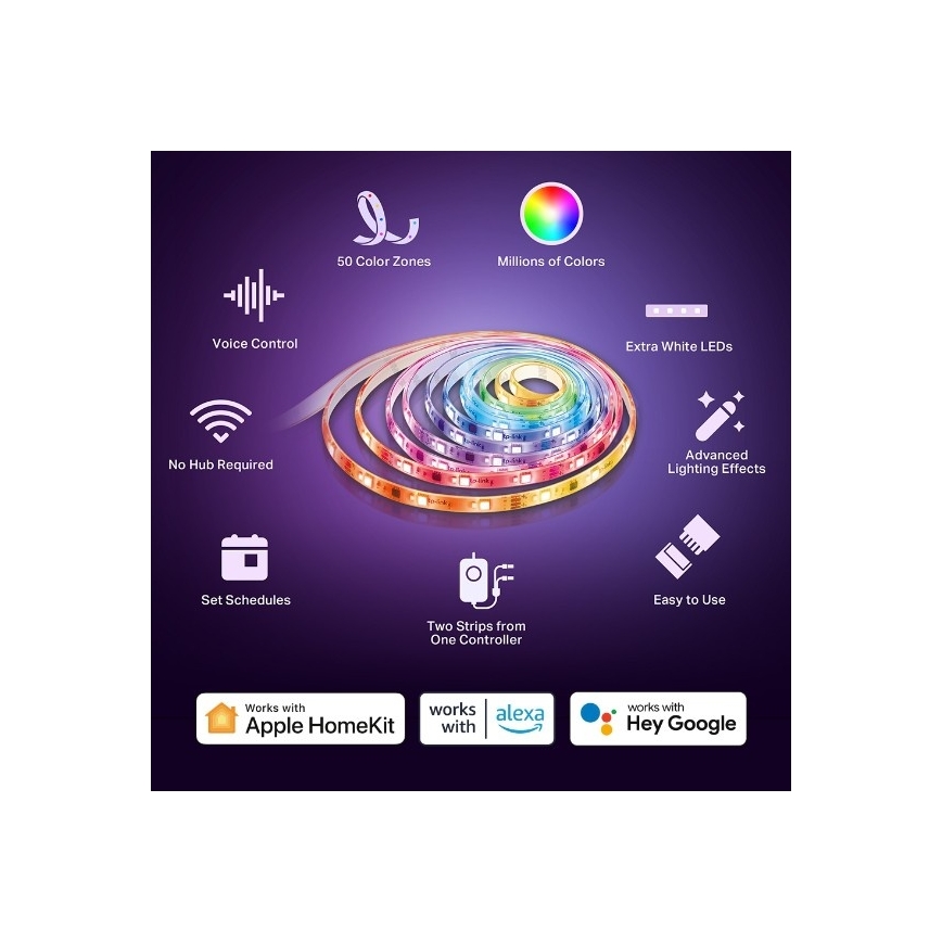 TP-Link - LED RGBW zatemljiv trak 5 m LED/24W/230V Wi-Fi