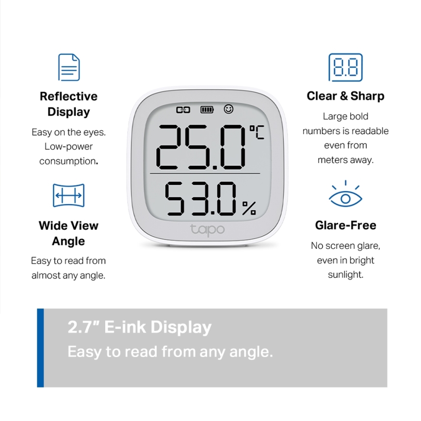 TP-Link - Pametni merilec temperature in vlažnosti (2× AAA, Wi-Fi)