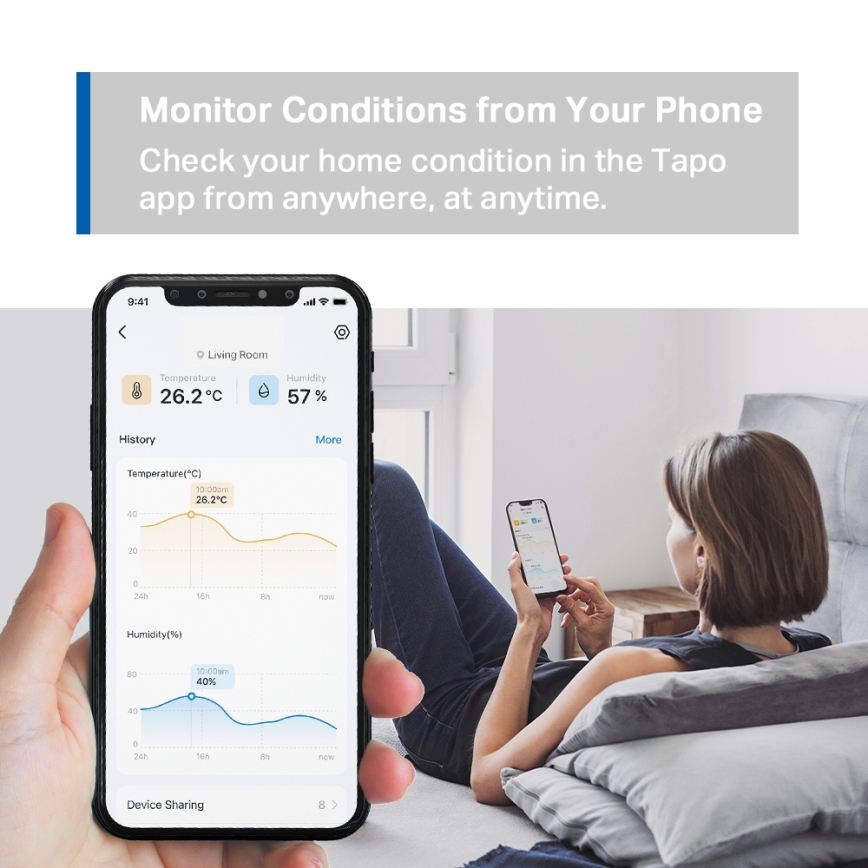 TP-Link - Pametni merilec temperature in vlažnosti (2× AAA, Wi-Fi)