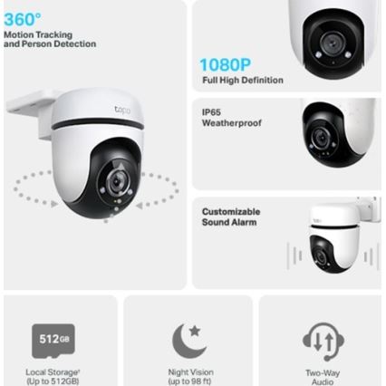 TP-Link - Zunanja Wi-Fi kamera z IP65 zaščito in senzorjem