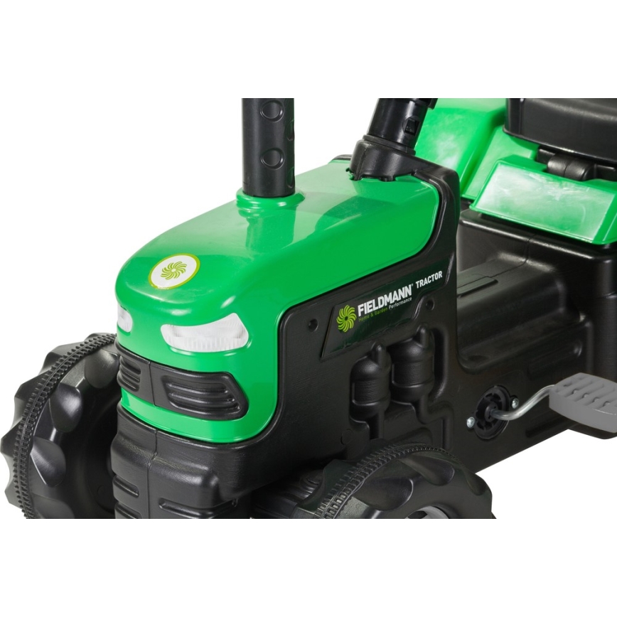 Traktor na pedala s prikolico črna/zelena