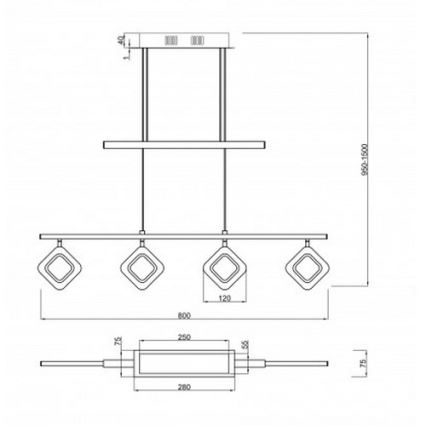 Trio - LED Lestenec na vrvici PARADOX 4xLED/4,3W/230V