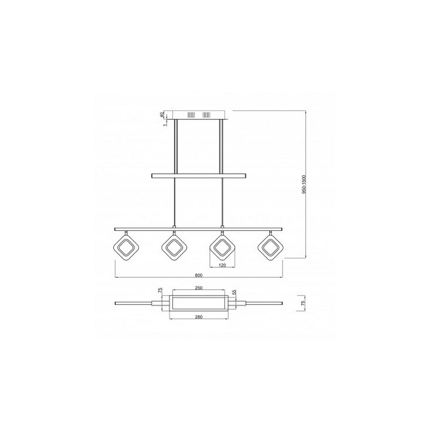 Trio - LED Lestenec na vrvici PARADOX 4xLED/4,3W/230V