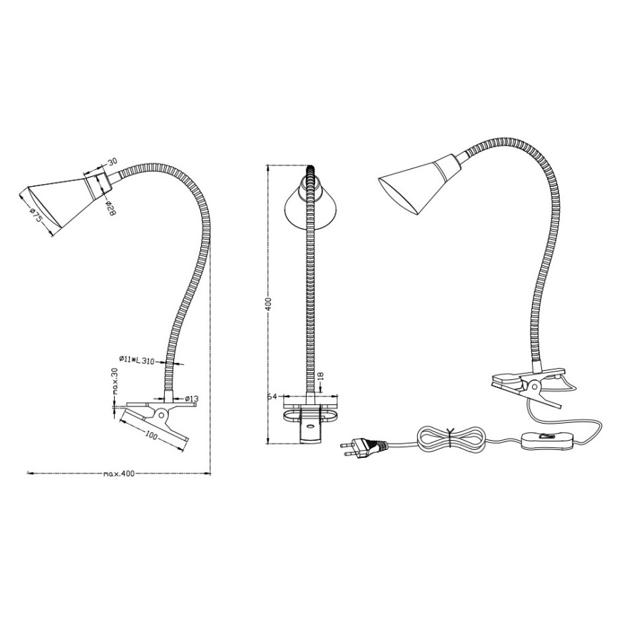 Trio - LED Svetilka z zaponko PRETO LED/4,1W/230V