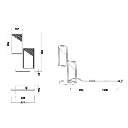 Trio - LED Zatemnitvena namizna svetilka CAFU 2xLED/7W/230V