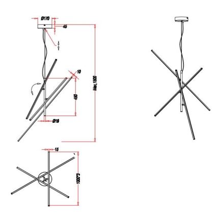 Trio - LED Zatemnitveni lestenc na vrvici TIRIAC 3xLED/8,5W/230V