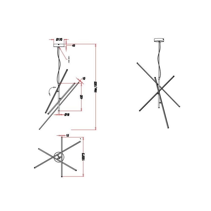 Trio - LED Zatemnitveni lestenc na vrvici TIRIAC 3xLED/8,5W/230V