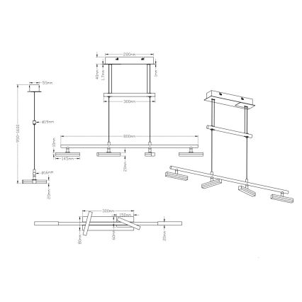 Trio - LED Zatemnitveni lestenec na vrvici OPIUM 4xLED/4W/230V