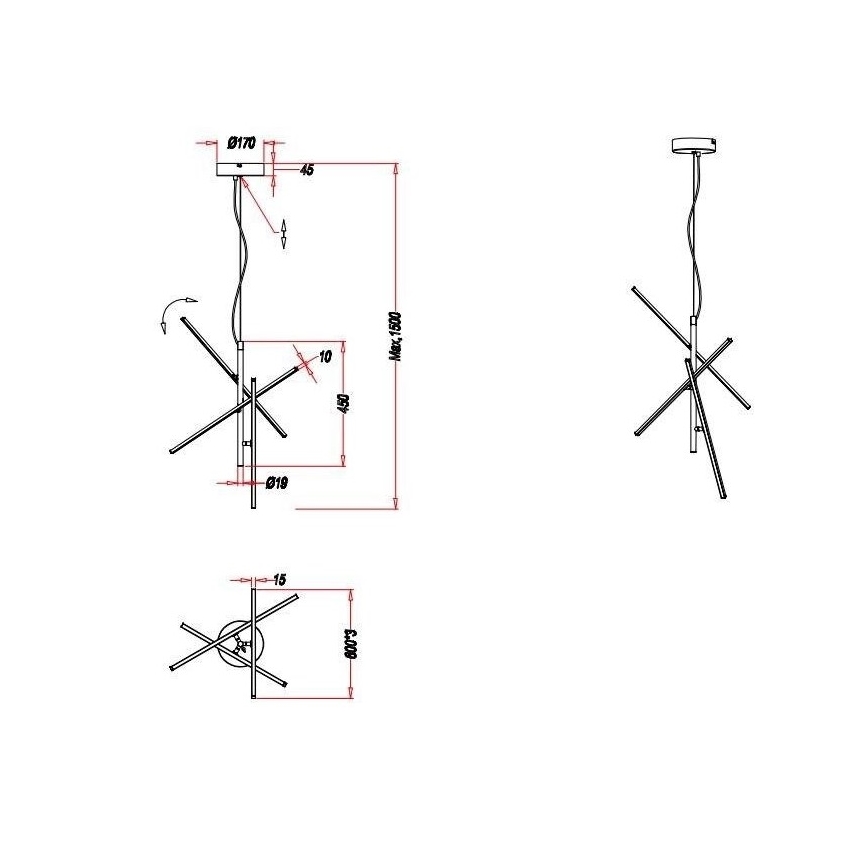 Trio - LED Zatemnitveni lestenec na vrvici TIRIAC 3xLED/7,5W/230V
