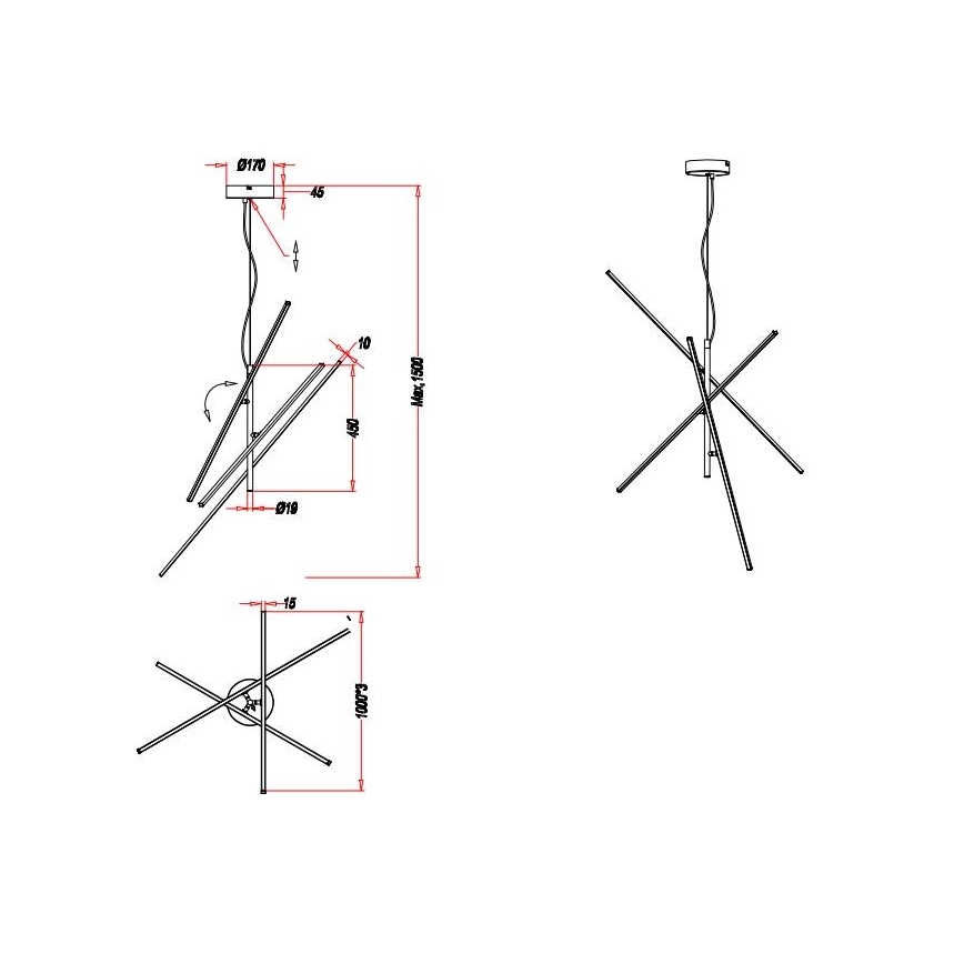 Trio - LED Zatemnitveni lestenec na vrvici TIRIAC 3xLED/8,5W/230V bel