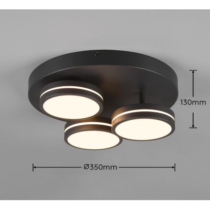 Trio - LED zatemnljivo stropno svetilo FRANKLIN 3xLED/8,5W/230V 3000K premer 35 cm črna