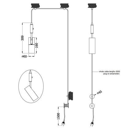 Trio - Lestenec na vrvici CARLA 1xGU10/35W/230V