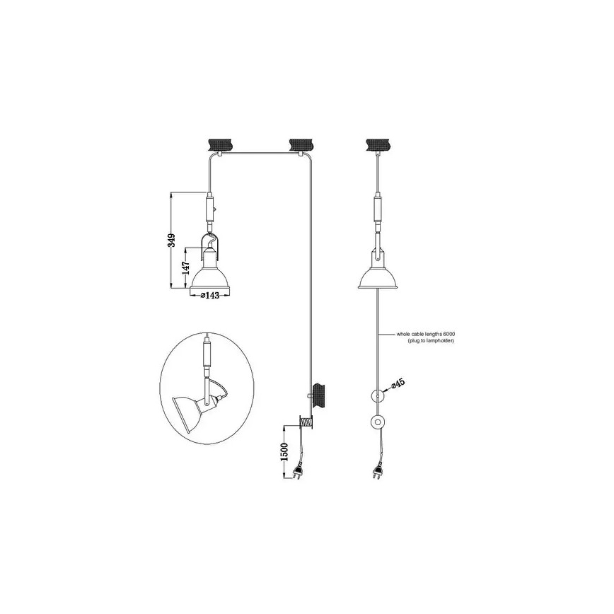 Trio - Lestenec na vrvici CARLOTTA 1xE14/28W/230V