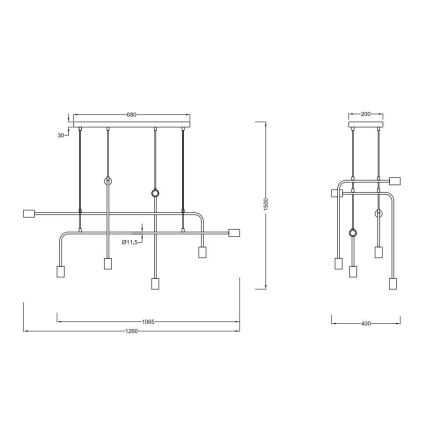 Trio - Lestenec na vrvici CONNOR 8xE27/10W/230V