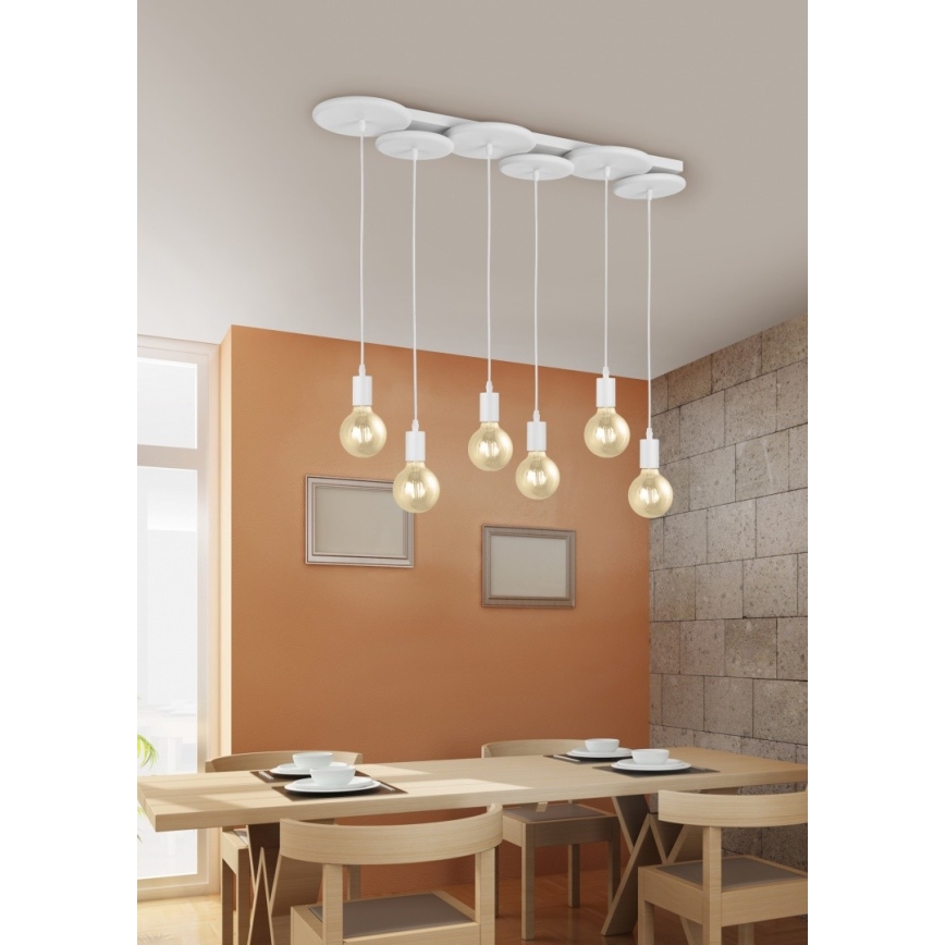 Trio - Lestenec na vrvici DISCUS 6xE27/28W/230V bel