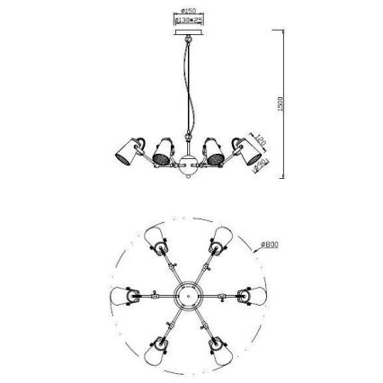 Trio - Lestenec na vrvici EDWARD 6xE14/40W/230V