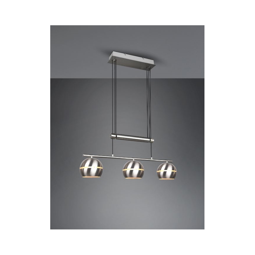 Trio - Lestenec na vrvici FLETCHER 3xE14/40W/230V mat krom
