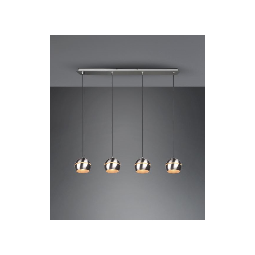 Trio - Lestenec na vrvici FLETCHER 4xE14/40W/230V mat krom