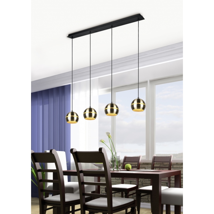 Trio - Lestenec na vrvici FLETCHER 4xE14/40W/230V medenina