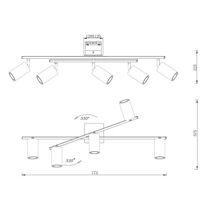 Trio - Reflektor MARLEY 5xGU10/35W/230V