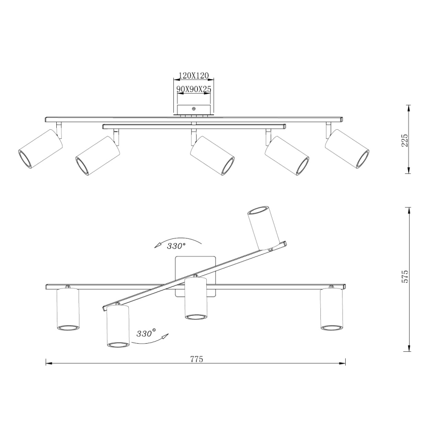 Trio - Reflektor MARLEY 5xGU10/35W/230V