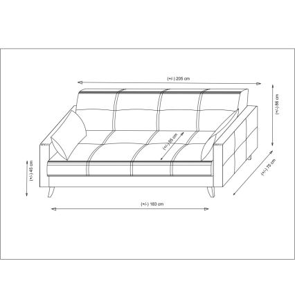Trisedalni raztegljivi kavč KORFU, svetlo siva