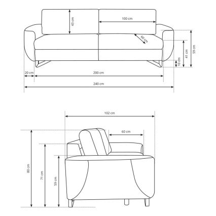 Tromestni kavč AVESTA modre barve