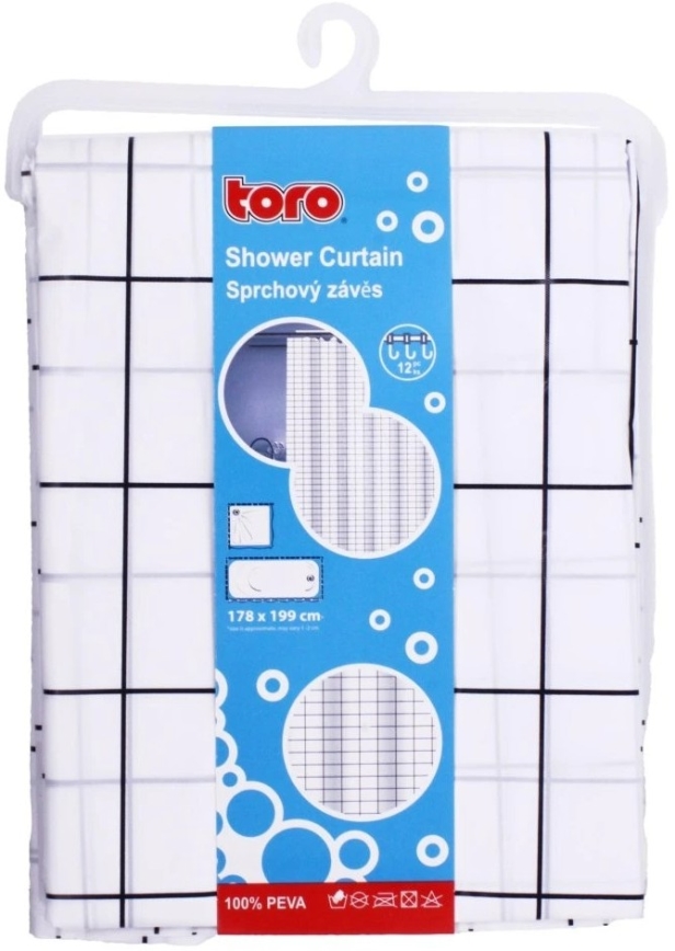 Tuš zavesa TORO EASY 178x199 cm bela/črna