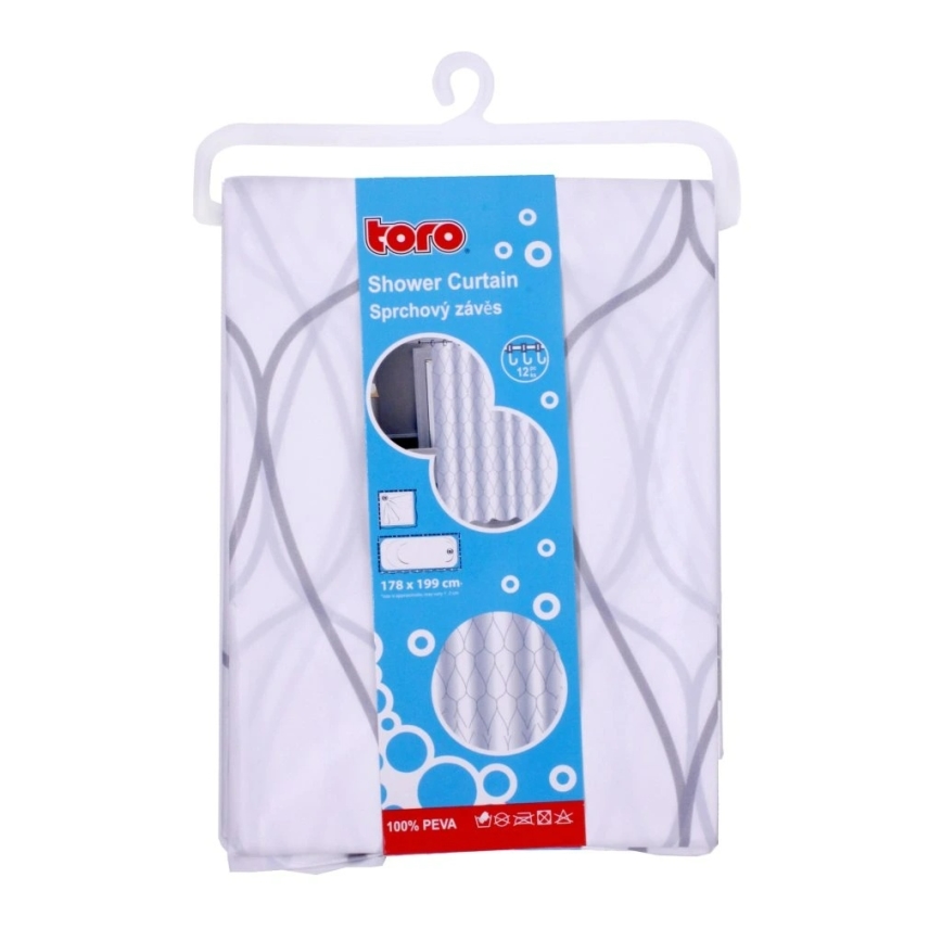 Tuš zavesa TORO EASY 178x199 cm bela/siva