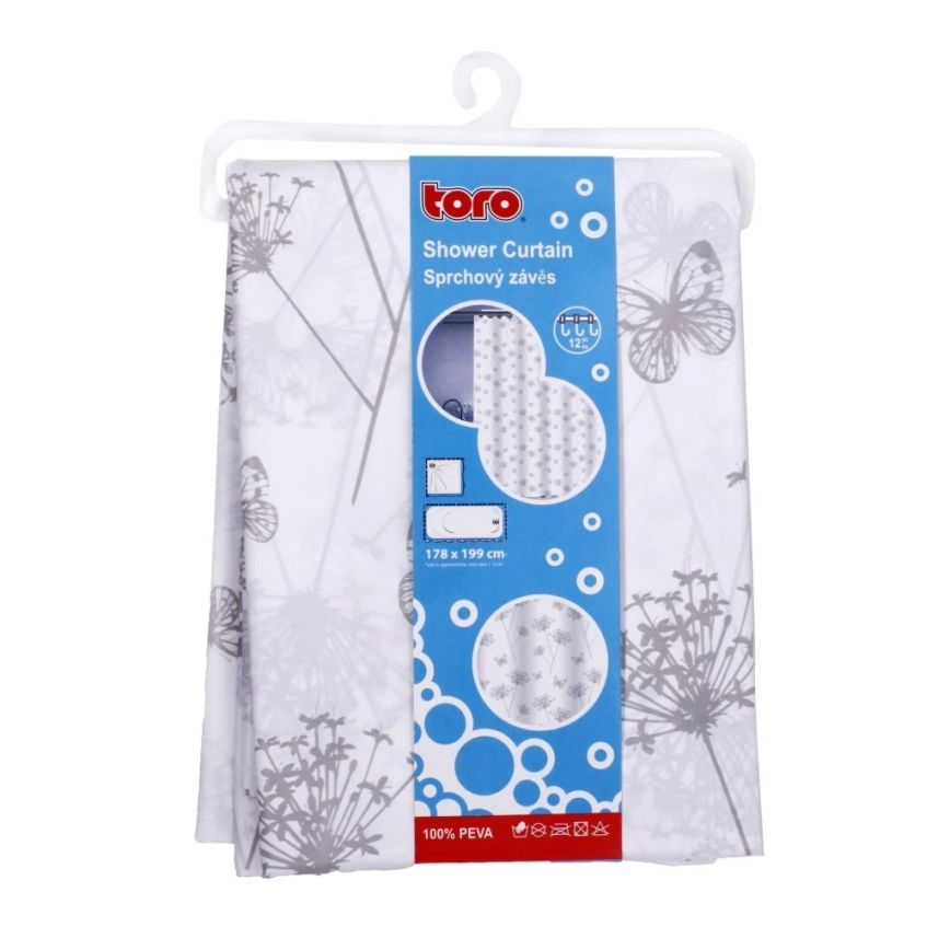 Tuš zavesa TORO PREMIUM 178x199 cm cvetlice
