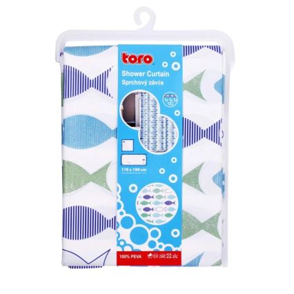 Tuš zavesa TORO PREMIUM 178x199 cm modra/zelena