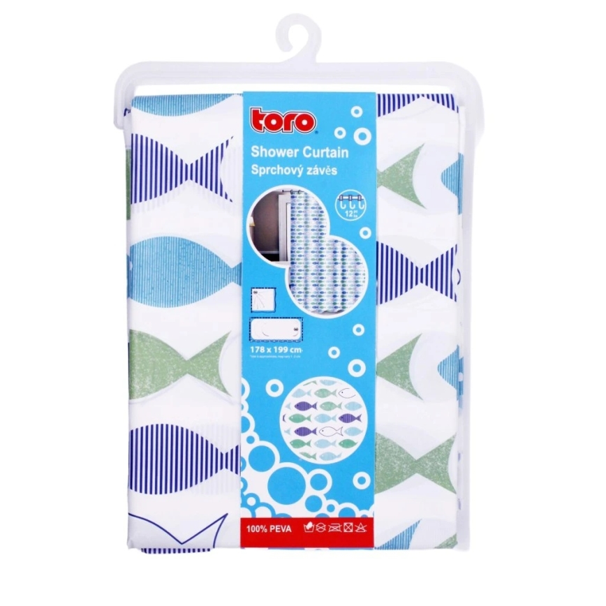 Tuš zavesa TORO PREMIUM 178x199 cm modra/zelena
