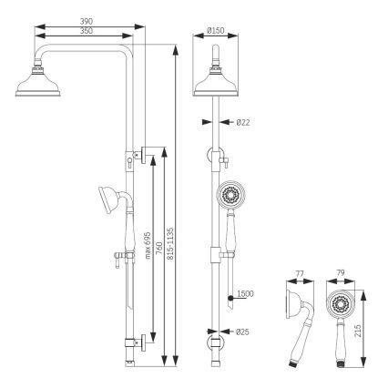 Tušna garnitura AEROSKOBING iz medenine