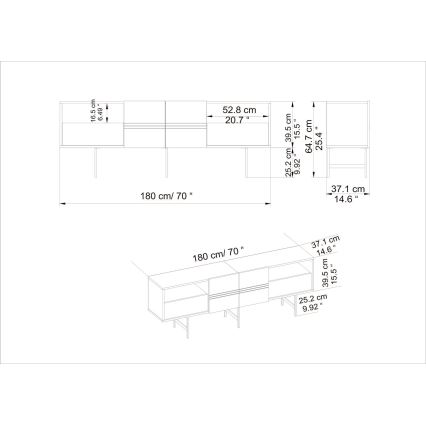 TV miza DERIN 64,7x180 cm bela