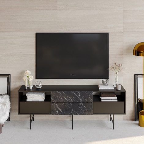 TV miza DERIN 65x180 cm črna