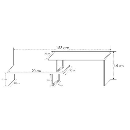 TV miza OVIT 44x153 cm rjava/črna