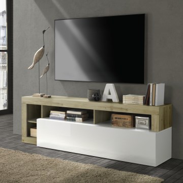 TV omarica LENOR bela/svetel hrast