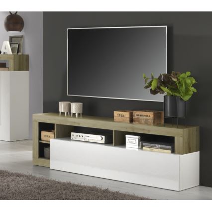 TV omarica LENOR bela/svetel hrast