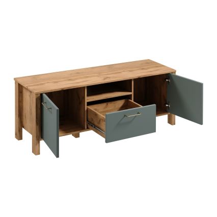 TV omarica MENTA 138x49 cm hrast wotan/zelena
